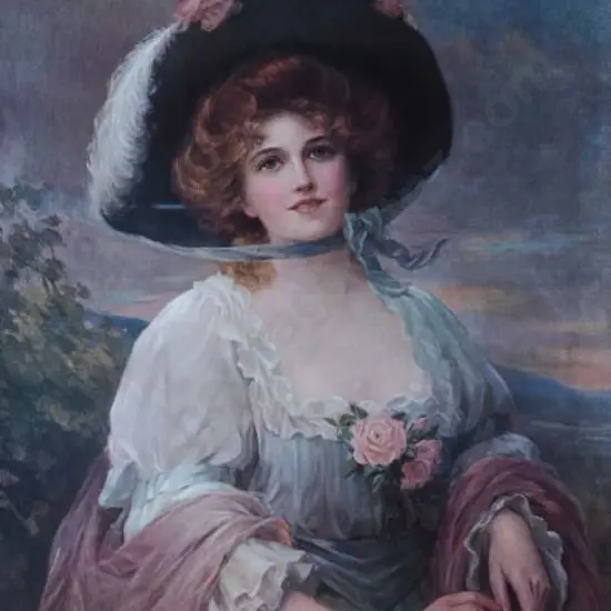 KENDRICK, Sydney (1874-1955) - Fair as the Rose (Edwardian Lady Holding a Rose)