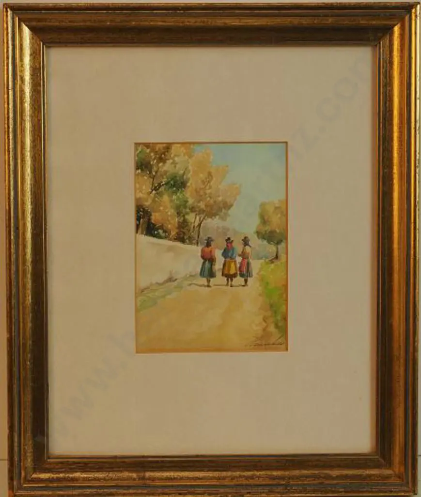 UNKNOWN Artist - Three Girls on Road in Portugal Image 1++