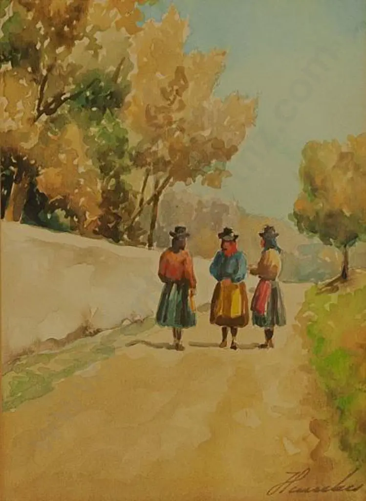 UNKNOWN Artist - Three Girls on Road in Portugal Image 1++