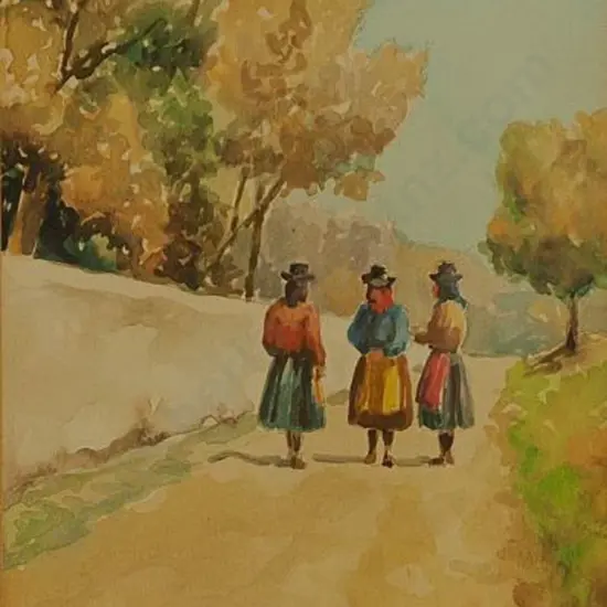 UNKNOWN Artist - Three Girls on Road in Portugal