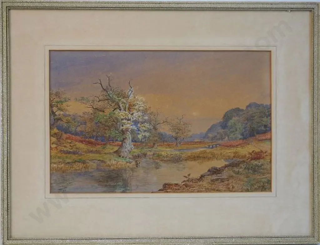 WILDE, William (1826-1901) - Rustic Scene with Tree in Blossom, Pond and Ducks, 1864 Image 1++