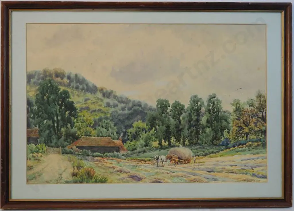 McNIGHT, R.  - Country Home with Farmer Gathering Hay Image 1++