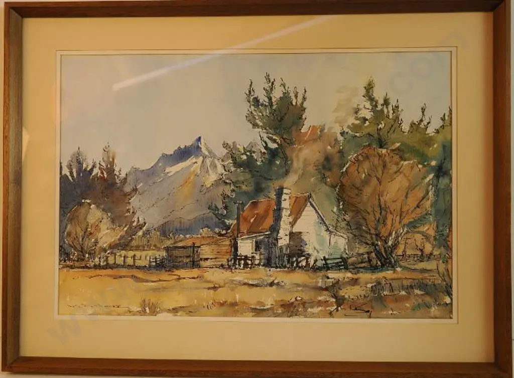 MOORE, William Francis (1934-2020) - Southern Alps with Small Cottage Image 1++