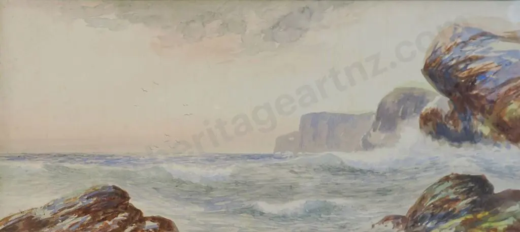 COLE, Herbert R. (1890-1962) - Sea Scape with Cliffs Image 1++