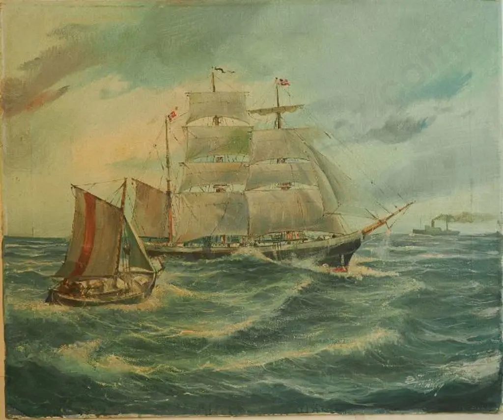 UNKNOWN - Ships at Sea - 19th Century Image 1++