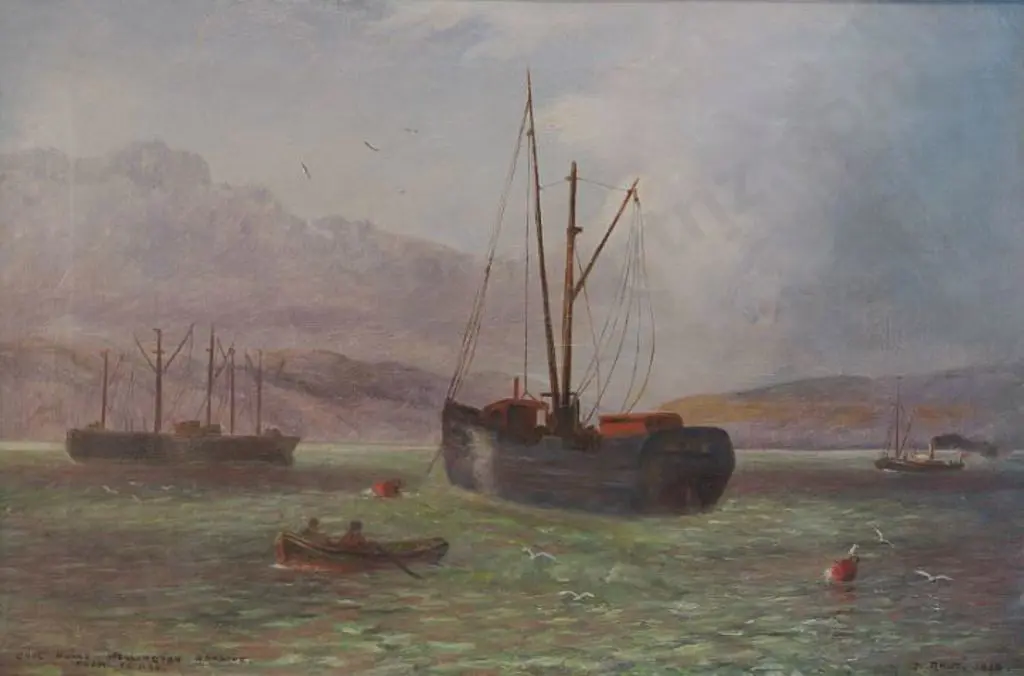 GAUT, Joseph (1860-1934) - Coal Hulks, Wellington Harbour, 1883 Image 1++
