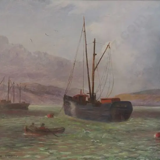 GAUT, Joseph (1860-1934) - Coal Hulks, Wellington Harbour, 1883