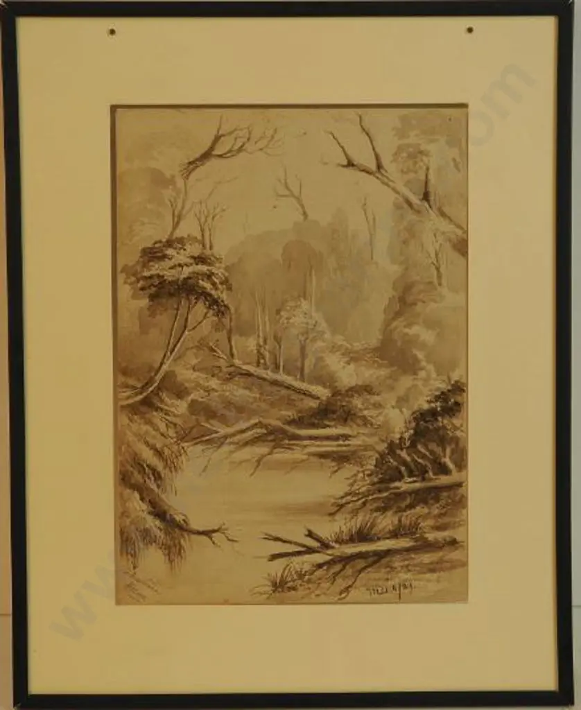 HORNE, Constance - Country Stream (plus a bonus picture on reverse) c.1889 Image 1++