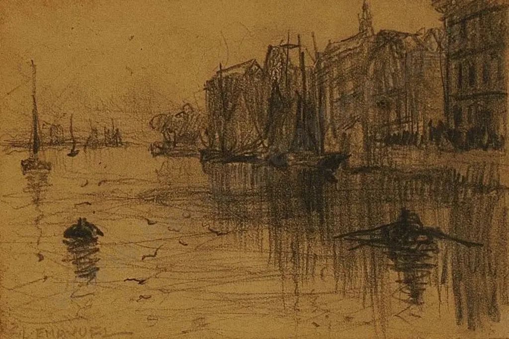 EMANUEL, Frank L (1866-1948) - Riverside Buildings Image 1++