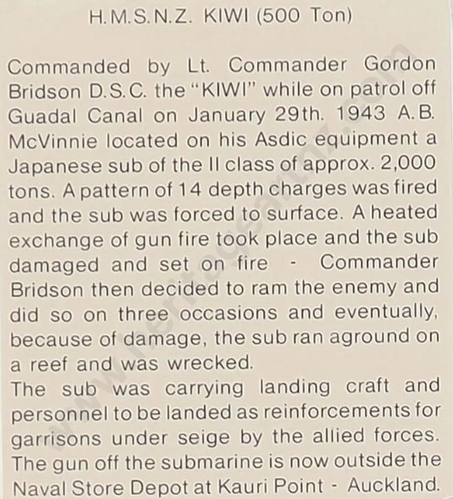 SPEEDY, John (1940-) - HMSNZ Kiwi (500 Ton) Image 1++