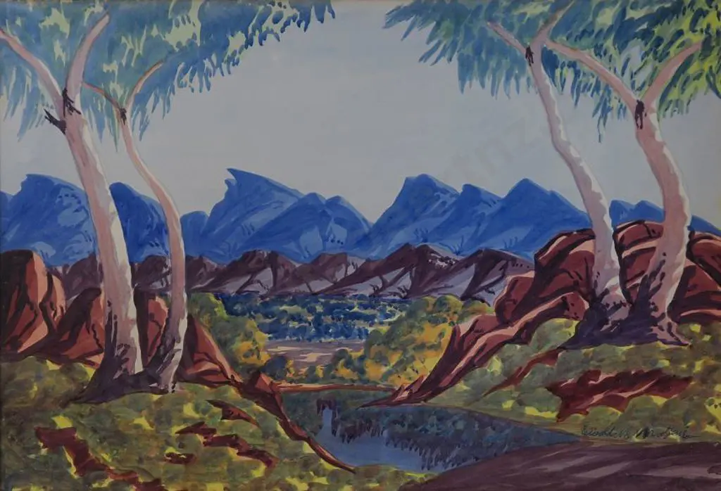 NAMATJIRA Ewald (1930-1984) - Australian Outback Image 1++