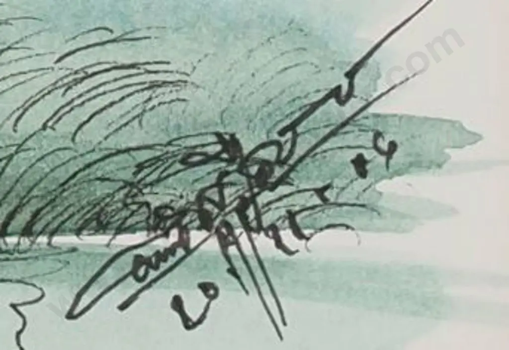 UNKNOWN artist - Asian Country Scene with Rice Paddy Image 1++