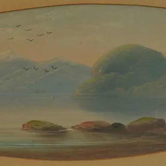 UNKNOWN Artist - Lake Scene with Hills