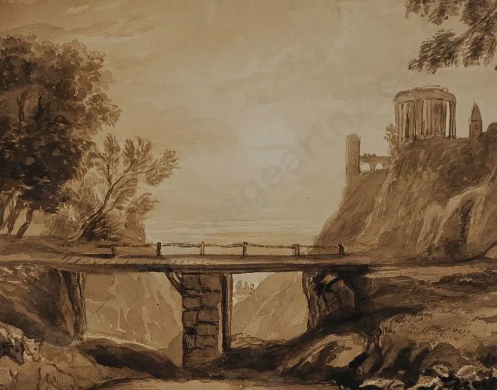 UNKNOWN Artist - Romantic Scene with Folly (Sepia) Image 1++