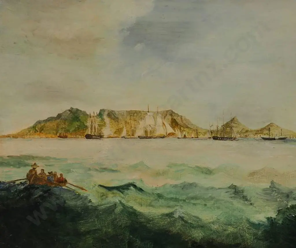 BAINES, John Thomas (1820-1875) - Sir Henry Pottinger's Landing in Table Bay 1848 Image 1++