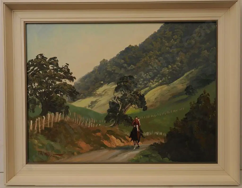 WHITE, Jonathan R (1938-2021) - The Back Road to Tokino with Man on Horse Image 1++