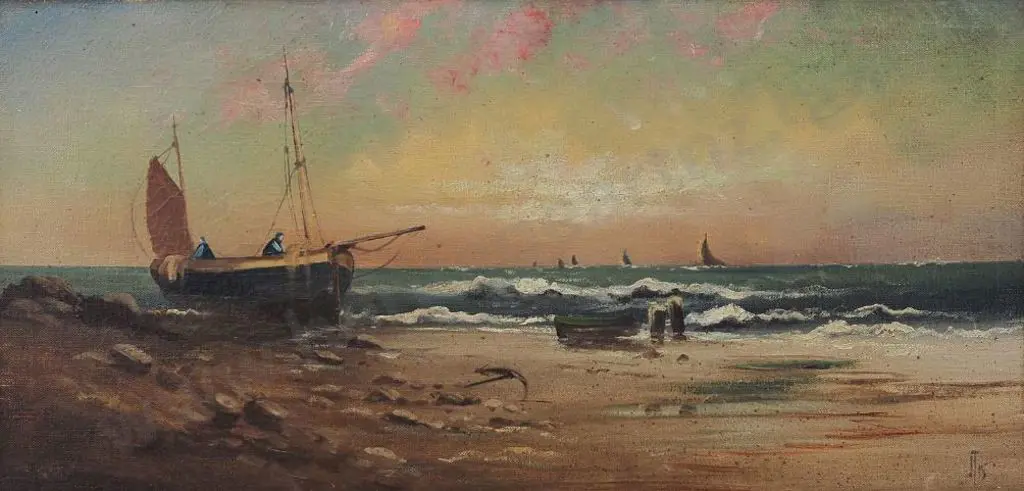 THOMPSON, J. - Fishing Boat on Shore Image 1++