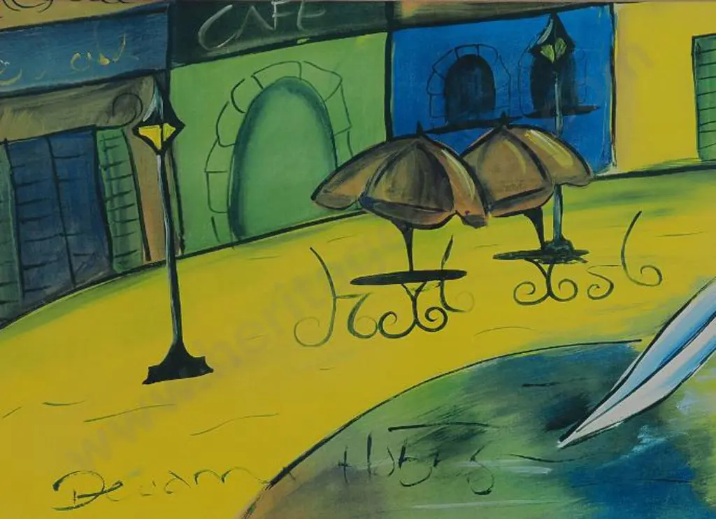 UNKNOWN artist - Street Scene with Café Image 1++