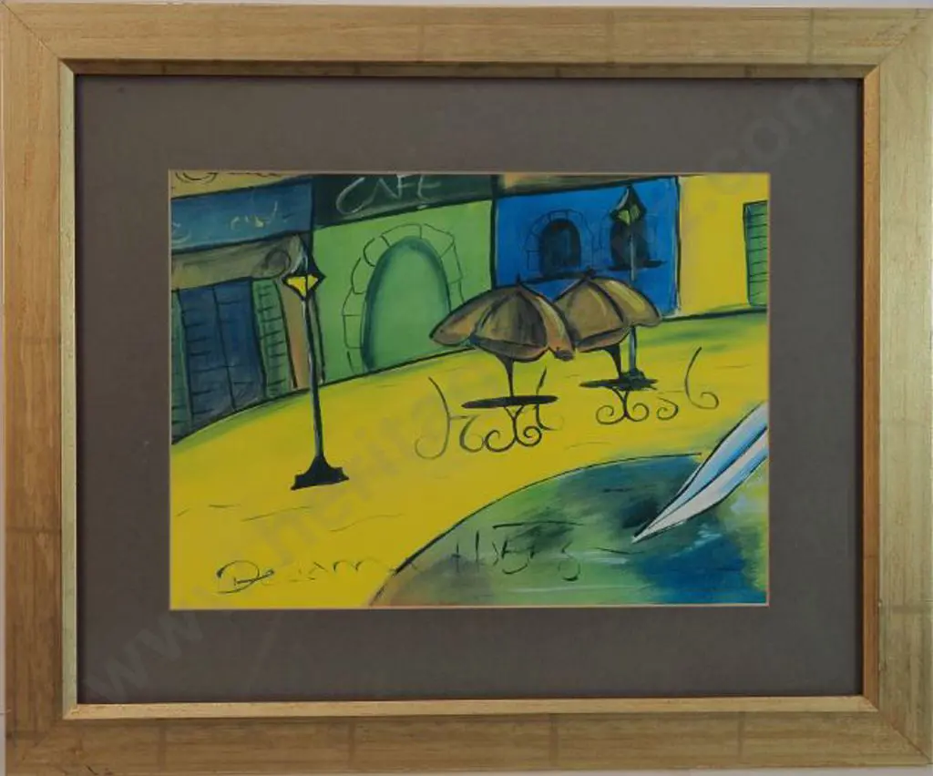 UNKNOWN artist - Street Scene with Café Image 1++