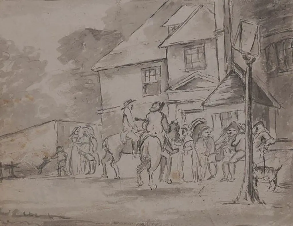 CLIFFORD, W. - Travellers outside Inn (17th Cent.) Image 1++