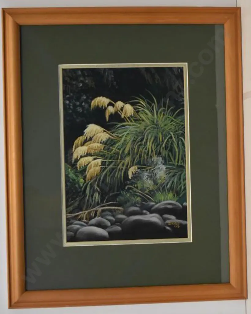 ROSS, Jane (Contemporary) - River Bank with Toi Toi Image 1++