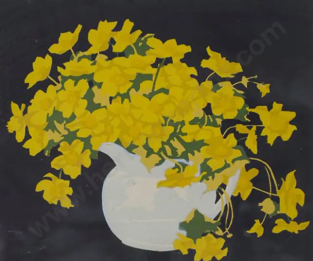 HALL-THORPE John (1874-1947) - Primroses in Jug Image 1++