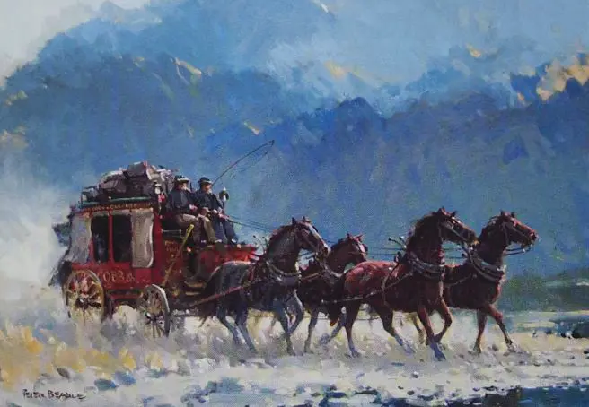 BEADLE, Peter (1933 -2021) - Cobb & Co Stage Coach, Cromwell Gorge Image 1++
