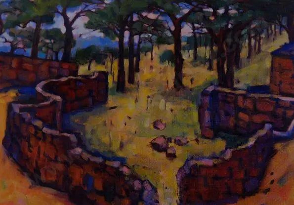 LUSK, Doris (1916-1990) - Imagined Views V1, Landscape with Trees & Ruins Image 1++