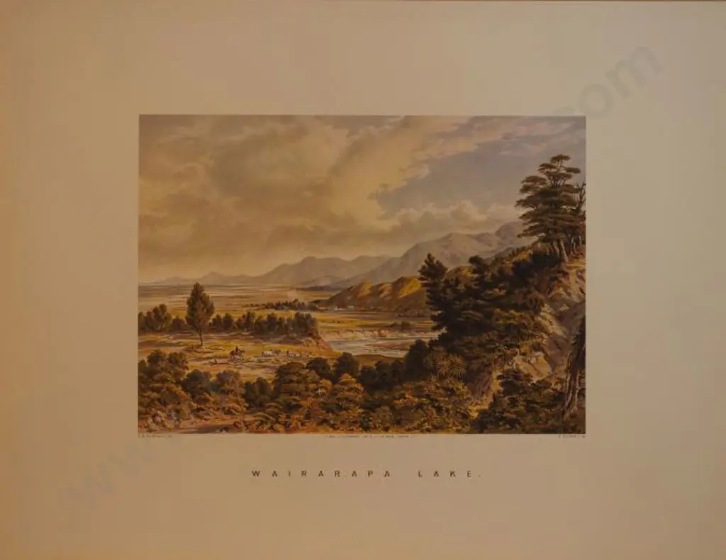 BARRAUD, Charles Decimus (1822-1897) - Wairarapa Lake - New Zealand Graphic & Descriptive (1877) Image 1++