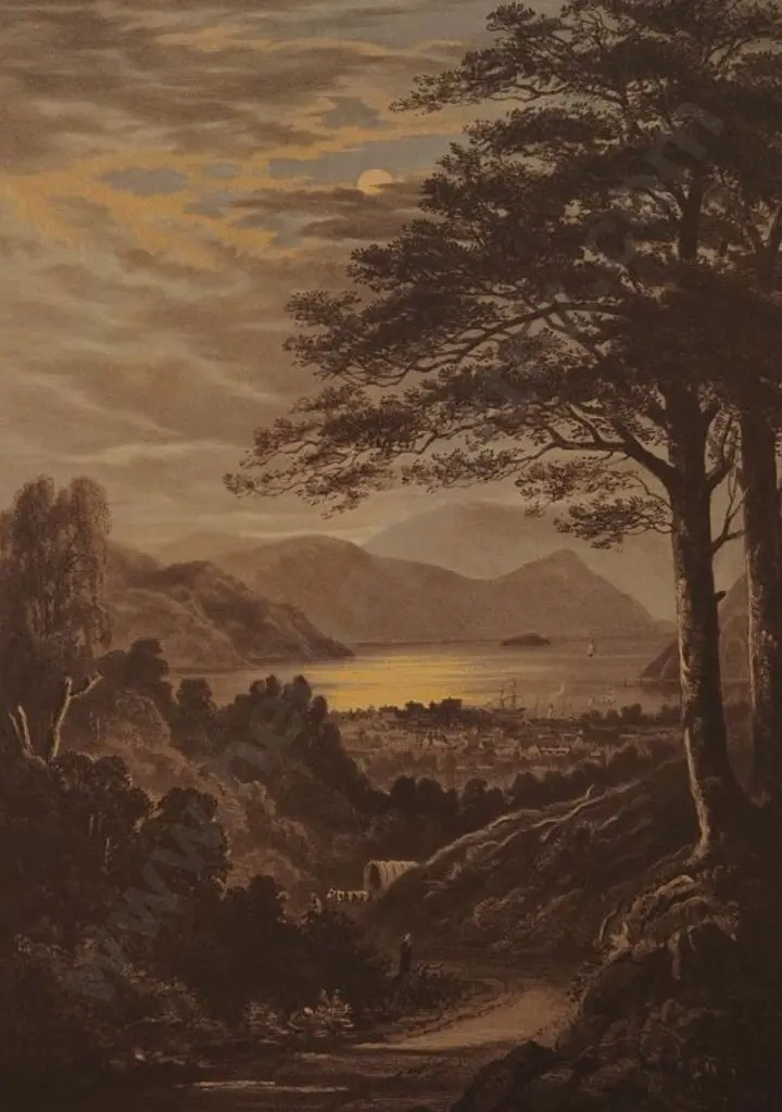 BARRAUD, Charles Decimus (1822-1897) - Picton Harbour (by moonlight) - New Zealand Graphic & Descriptive (1877) Image 1++