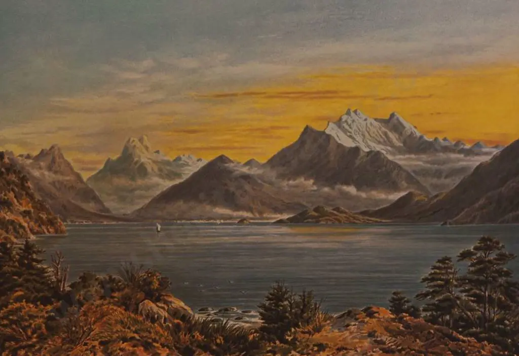 BARRAUD, Charles Decimus (1822-1897) - Lake Wakatipu - New Zealand Graphic & Descriptive (1877) Image 1++