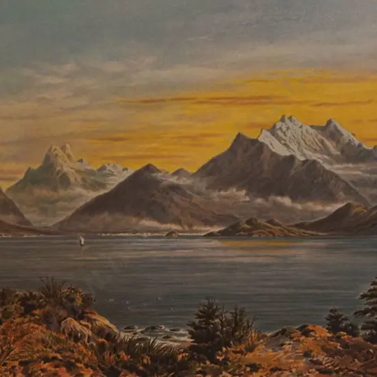BARRAUD, Charles Decimus (1822-1897) - Lake Wakatipu - New Zealand Graphic & Descriptive (1877)