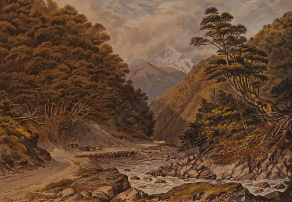 BARRAUD, Charles Decimus (1822-1897) - Otira Gorge, West Coast Road - New Zealand Graphic & Descriptive (1877) Image 1++