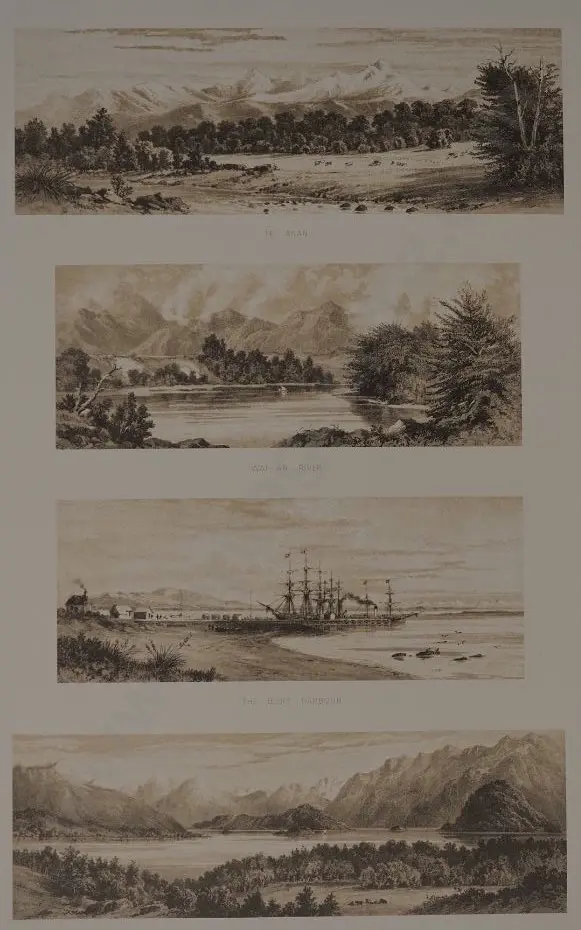 BARRAUD, Charles Decimus (1822-1897) - Te Anan, Waian River, The Bluff Harbour, Lake Manapouri Image 1++