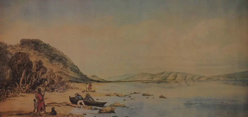 BREES, Samuel Charles (1810-1868) - View of Petoni from the Western Shore of Port Nicholsion c.1843 Image 1++