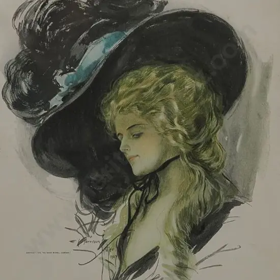 FISHER, Harrison (1877-1934) - Charming (Lady Wearing Edwardian Hat)