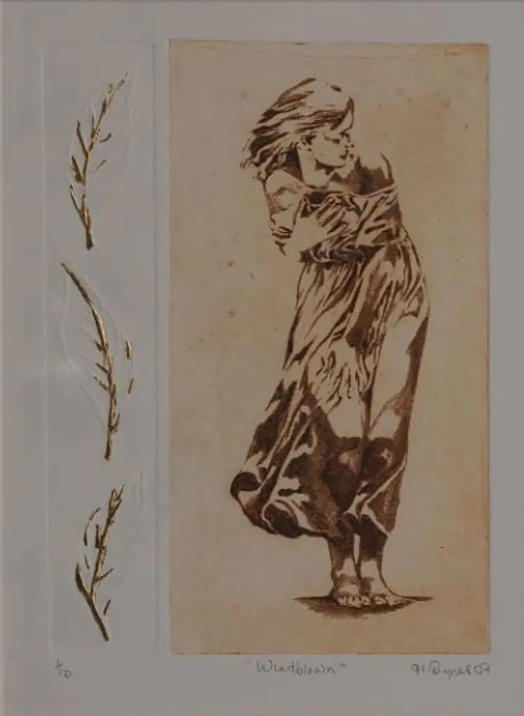 DYNES. Helen (21st Cent.) - Windblown - Woman Protecting Herself from Wind Image 1++