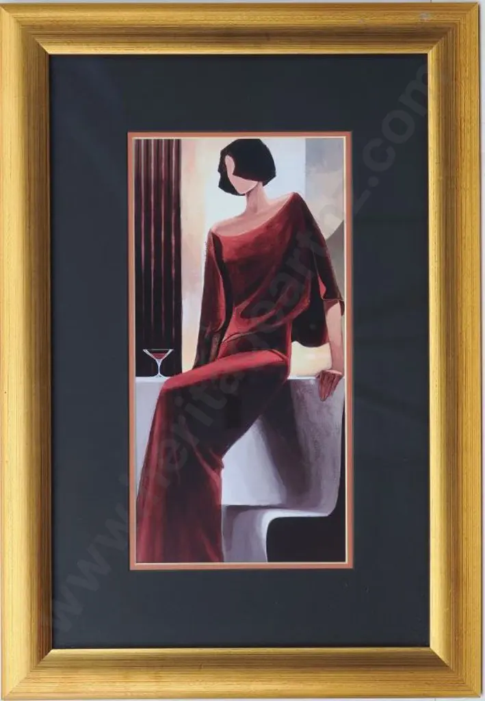 UNKNOWN (Style of Tamara de Lempicka) - Elegant lady with Cocktail Image 1++