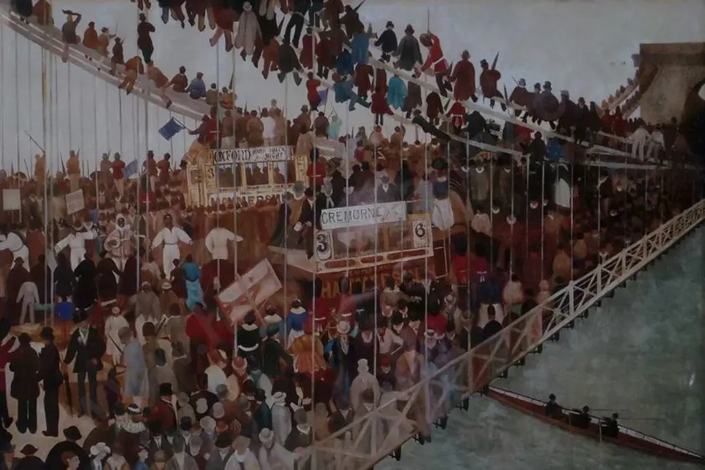 GREAVES, Walter (1846-1930) - Hammmersmith Bridge on Boat Race Day, 1862 Image 1++