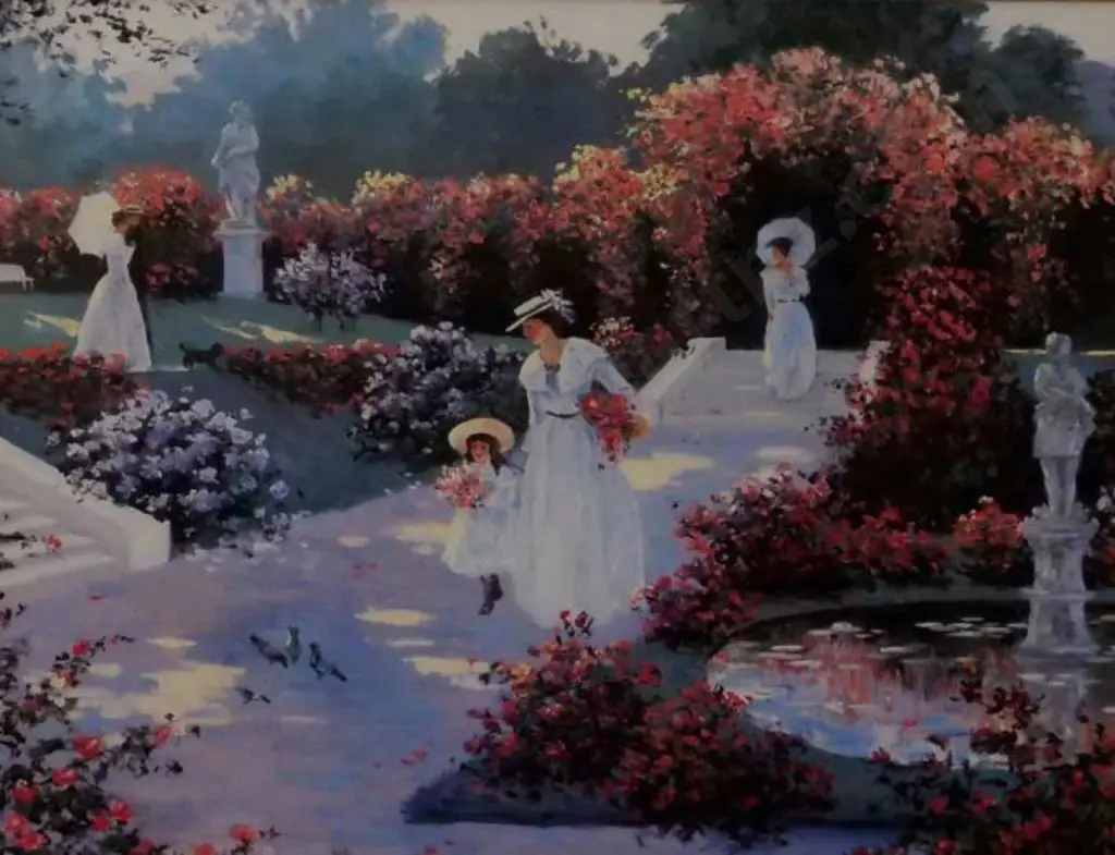 UNKNOWN artist - Mother & Child Among the Roses (Edwardian) Image 1++