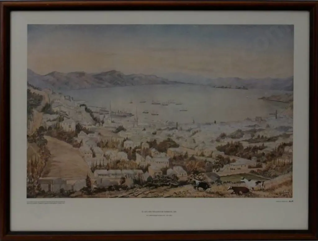 AUBREY, Christopher (1830-1902) - Te Aro and Wellington Harbour - 1889 Image 1++