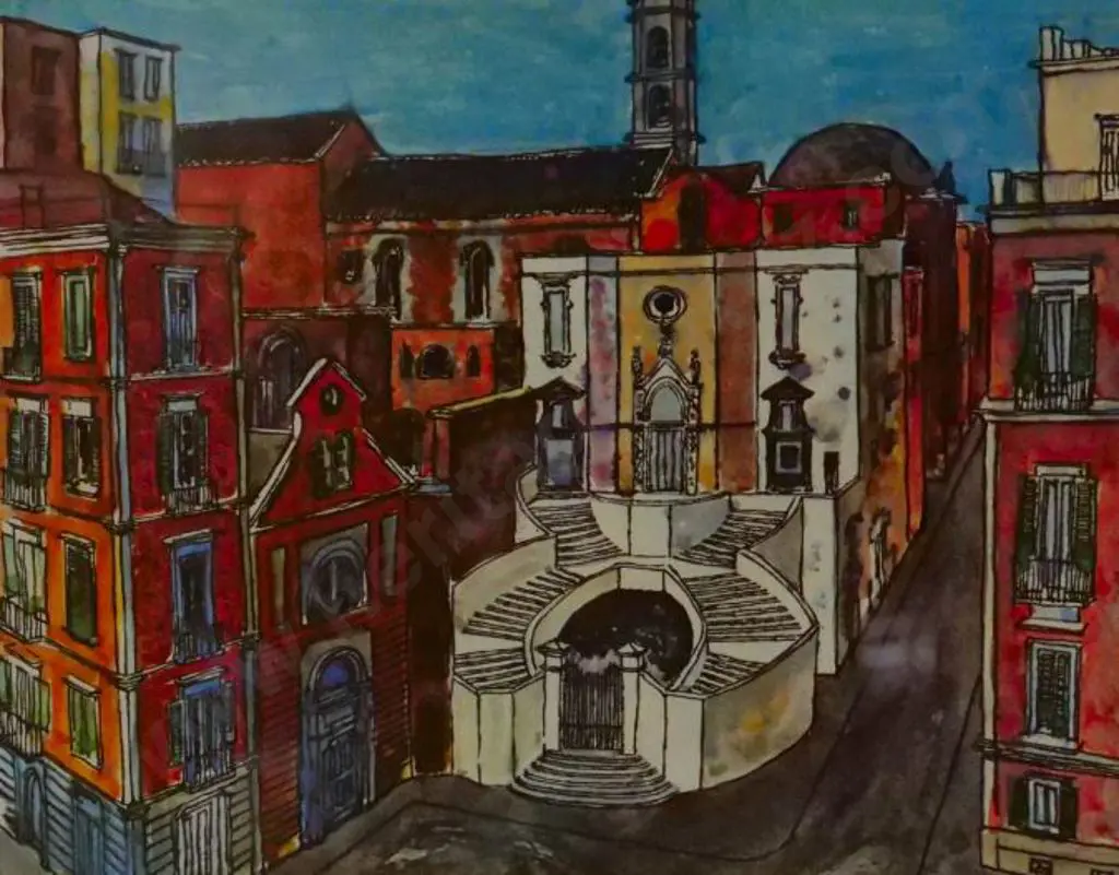 CLARK, Russell (1905-1966) - Piazza, Naples 1964 Image 1++