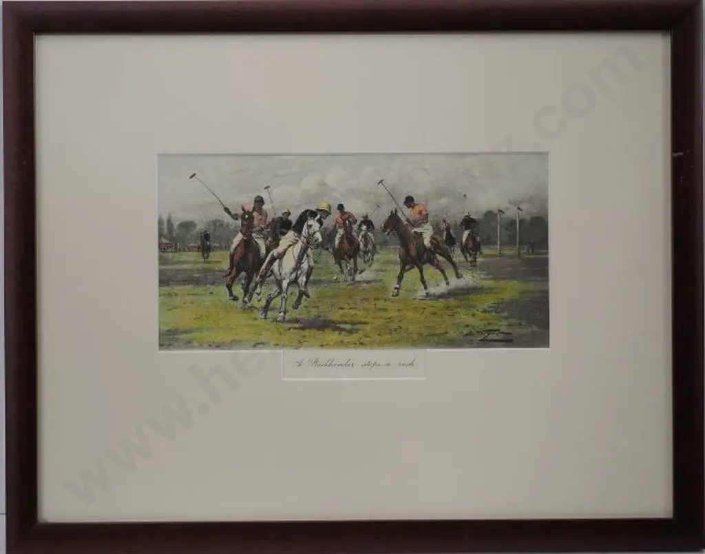 WRIGHT, George (1860-1944) - A Backhander Stops a Rusah (Polo) Image 1++