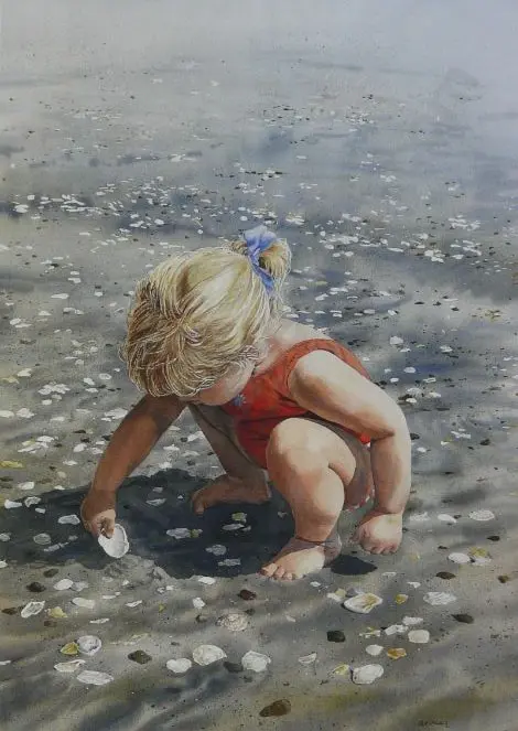 ALLDRITT- MILLER, Jan (1944-) - 'Playshells' - Daughter at Beach Image 1++