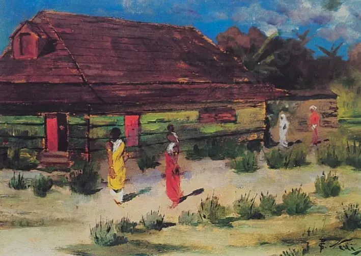 NERLI, Girolamo Pieri (1863-1926) - Cabin, Figures & Banana Tree (Fiji), 1894 Image 1++