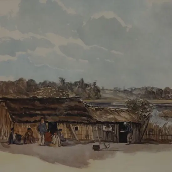 BARRAUD, Charles Decimus (1822-1897) - On Lake Papaitonga, Horowhenua