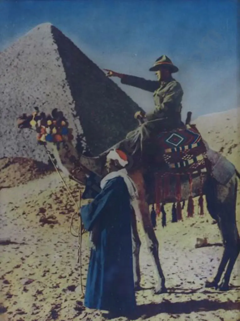 UNKNOWN photographer - WW1 Soldier on Camel by Pyramids Image 1++