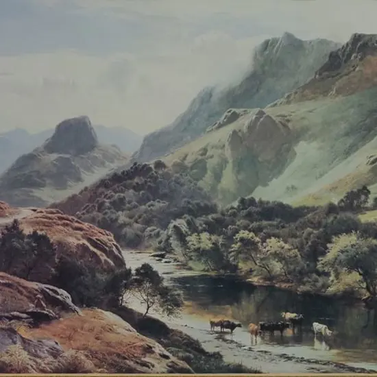 UNKNOWN artist - Hills & River with Cattle