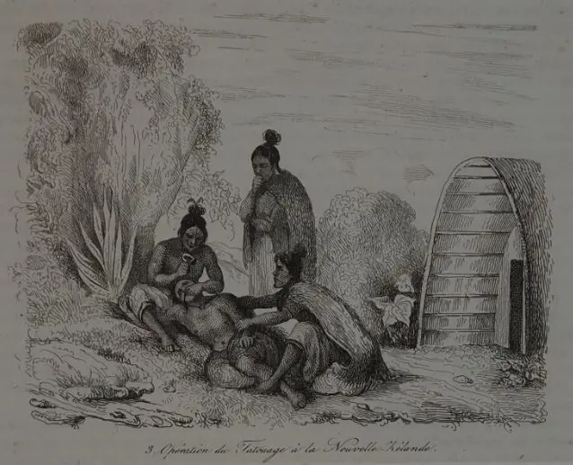 SAINSON, Louis de (1800-1874) - Operation du Tatouage a la Nouvelle Zealand (Tatooing in New Zealand) Image 1++