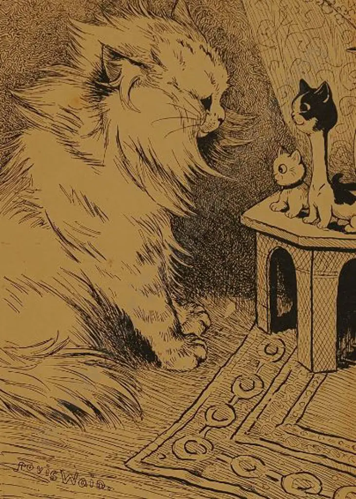 WAIN, Louis (1860-1939) - Miss Pussum's at Home Image 1++